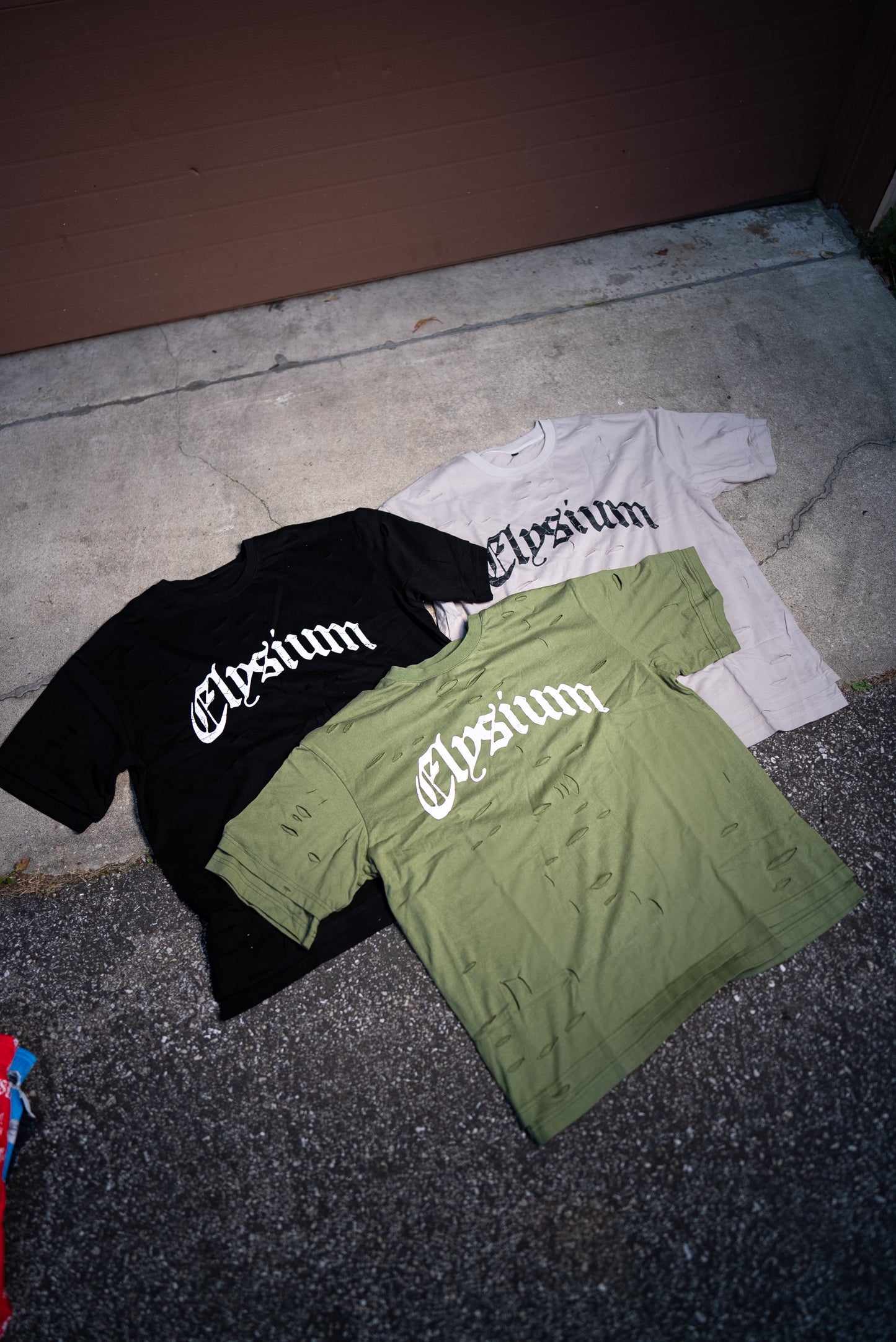 Military Green Distressed Layered T shirt