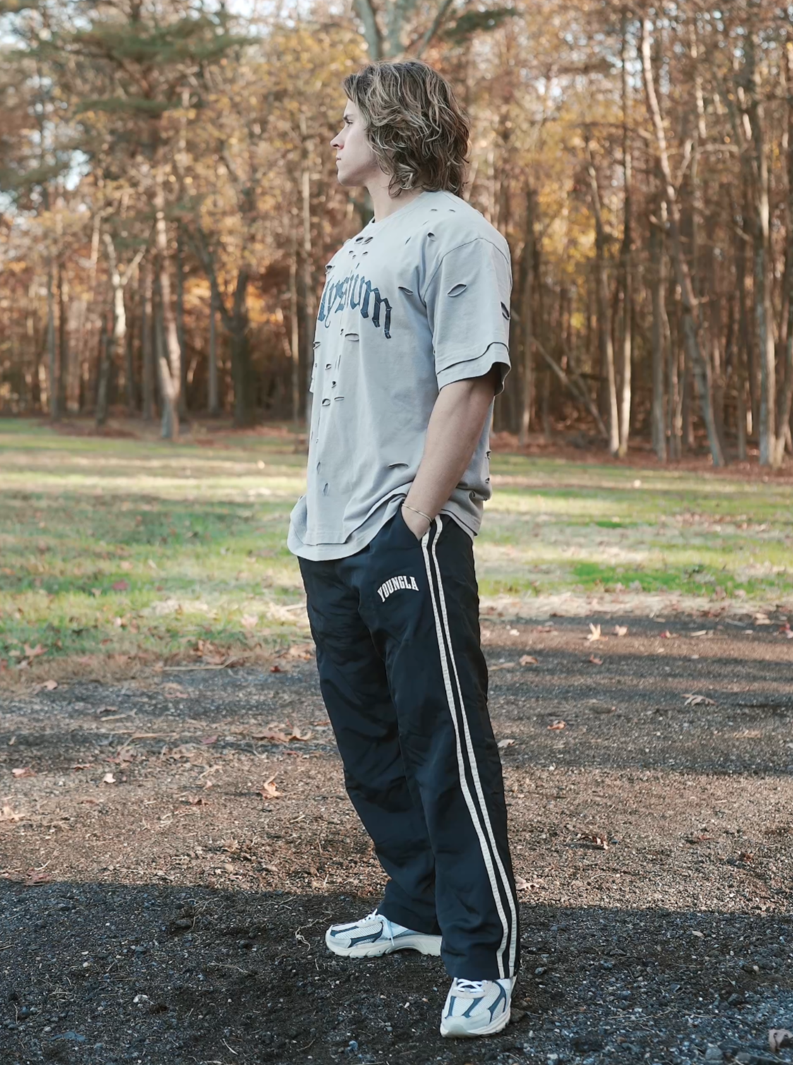 Gray Distressed Layered T shirt