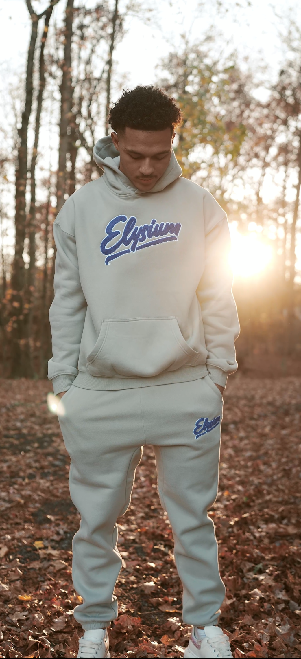 Gray Chenille patch hoodie