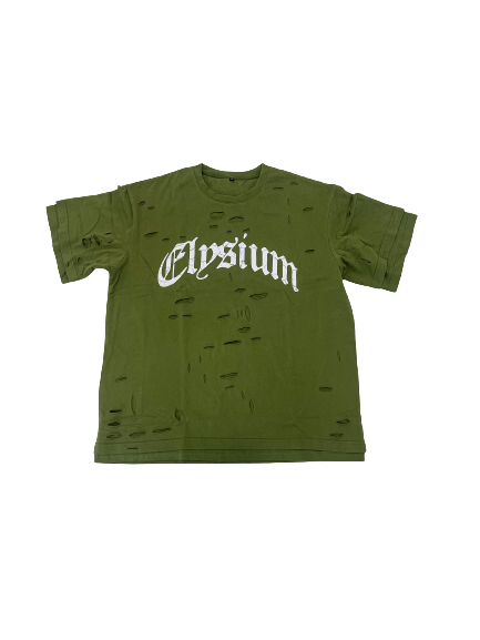 Military Green Distressed Layered T shirt