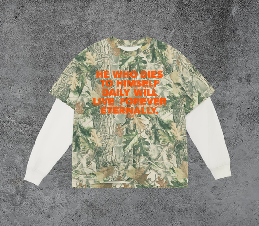 Live Forever Eternally Camo & White Layered LS Tee