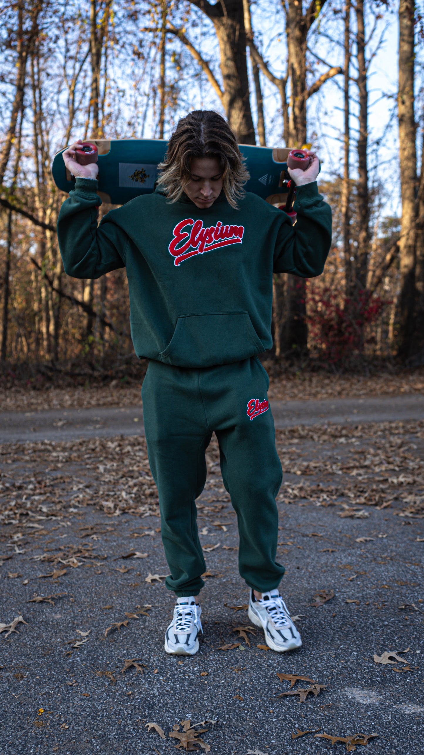 Forrest Green Chenille patch hoodie