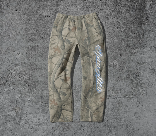Athletic Script Camo Straight Leg Sweatpants