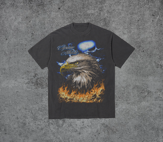 State Eagle Vintage Black 7oz Garment Dye Tee