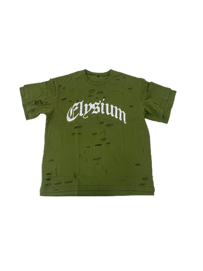 Military Green Distressed Layered  T shirt