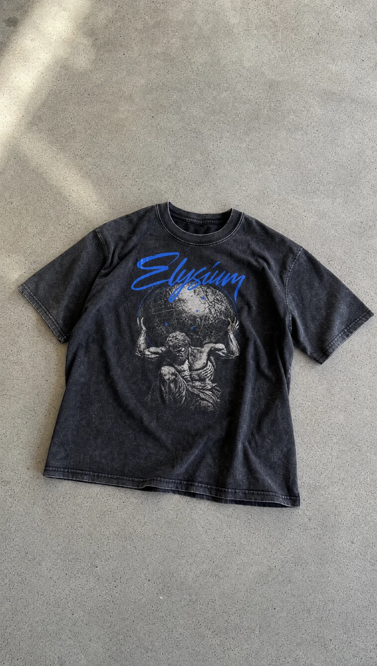 Atlas Mineral Wash Boxy Tee in Washed Black — product view