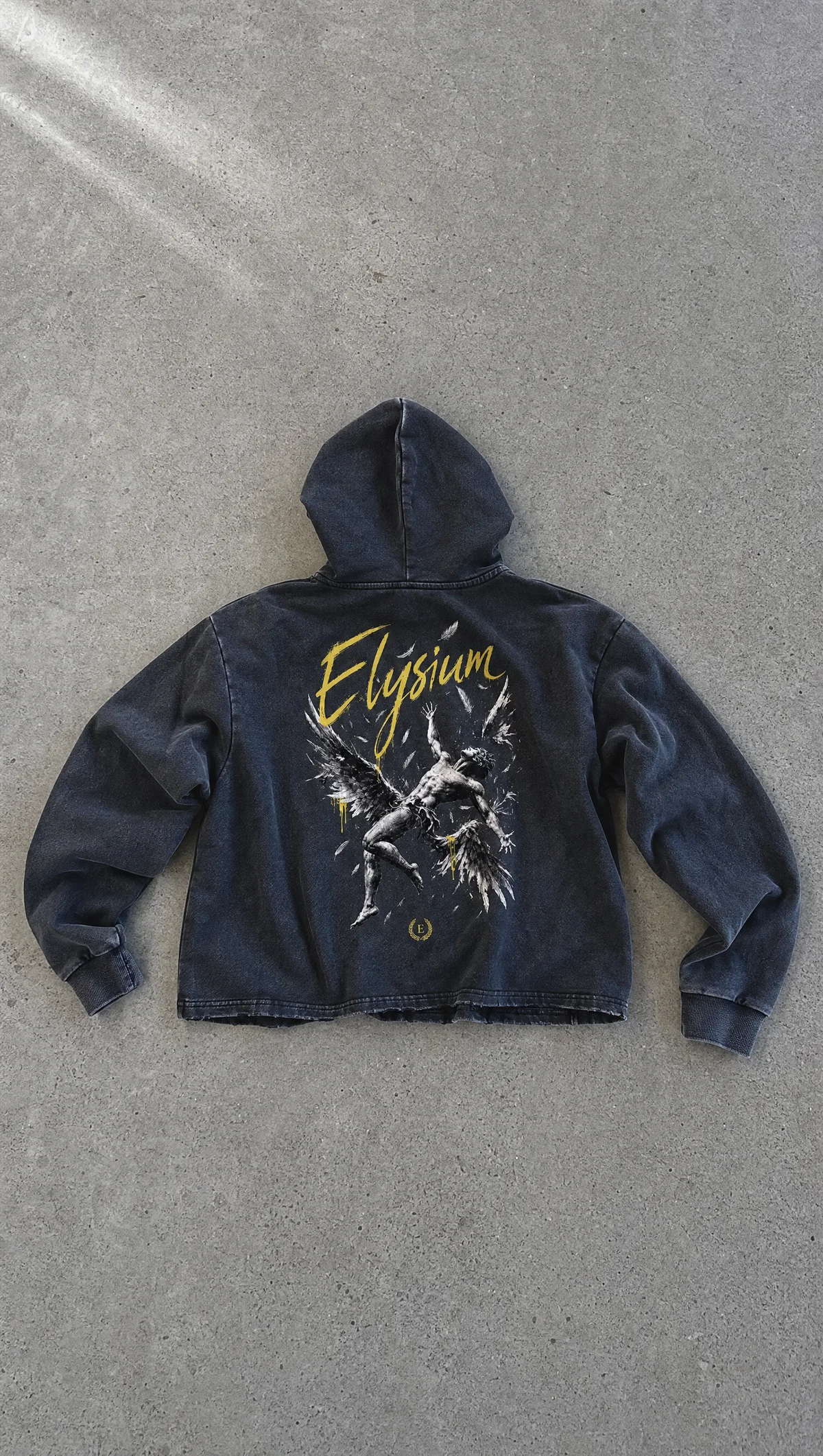 Icarus Vintage Washed Hoodie in Washed Black — product view