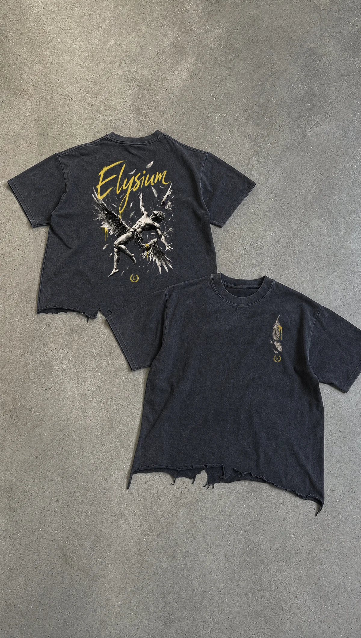 Icarus Distressed Cropped Tee in Washed Black — product view