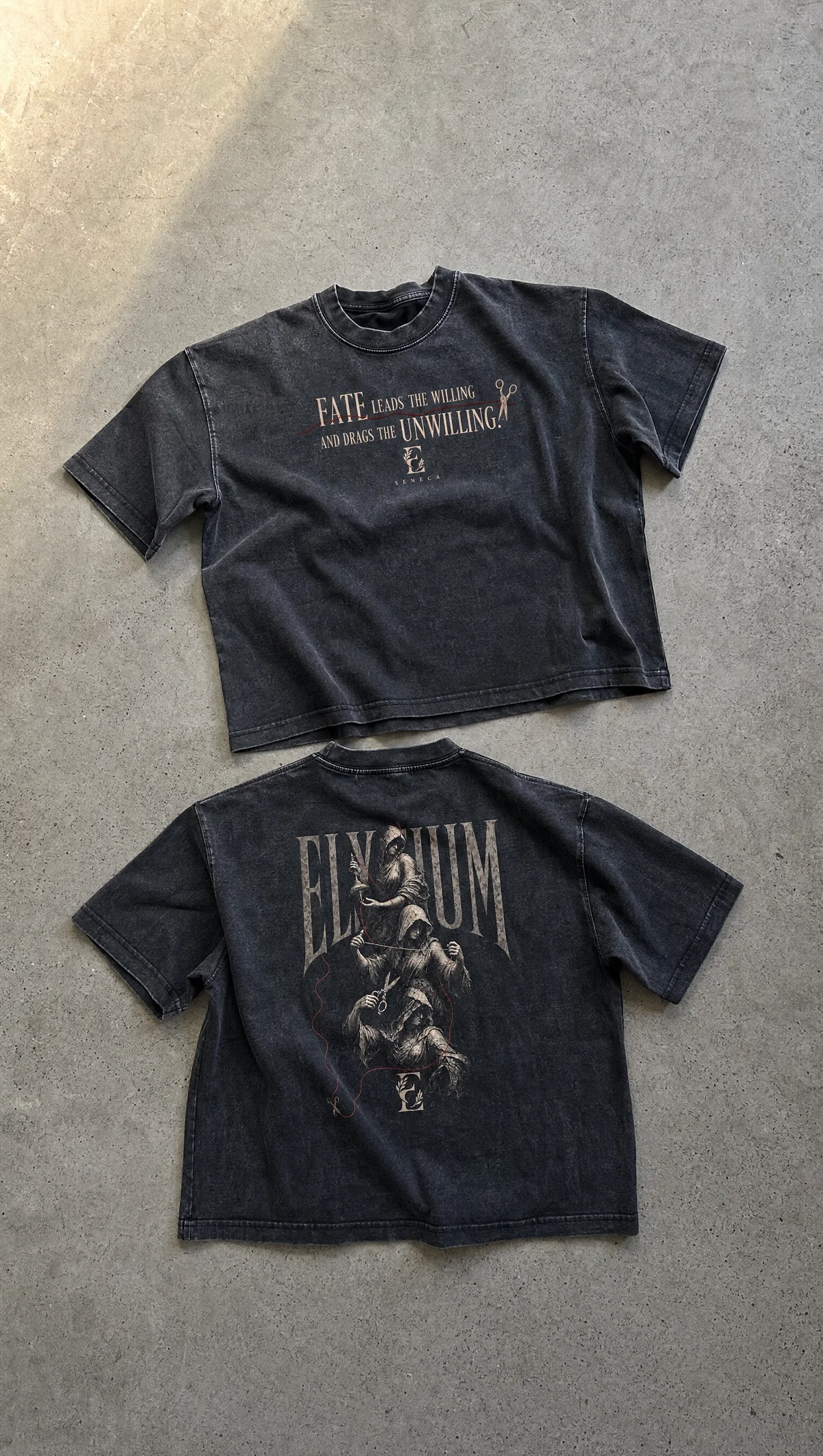 Threads Of Fate Boxy T in Washed Black — product view