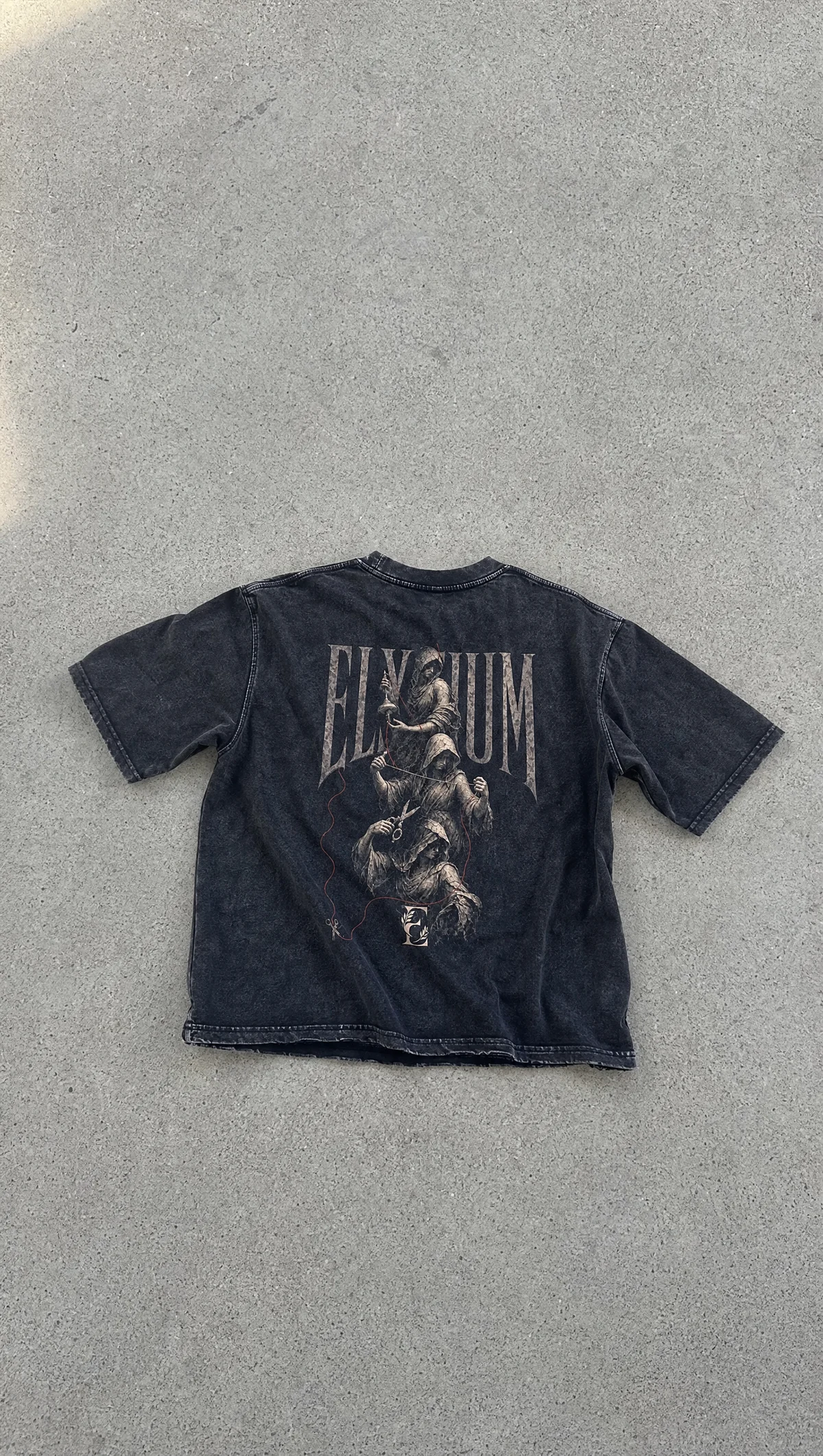 Threads Of Fate Mineral Wash Boxy Tee in Washed Black — product view
